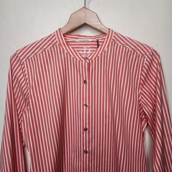 Tommy Bahama Coral Orange Striped Button Up Shirt - Picture 2 of 5